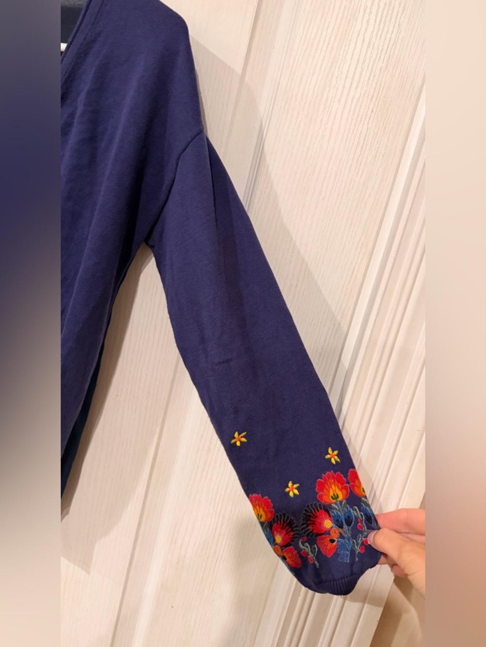 FINAL PRICE Desigual Navy Cardigan with Multicolor Floral Embroidery - Picture 5 of 7
